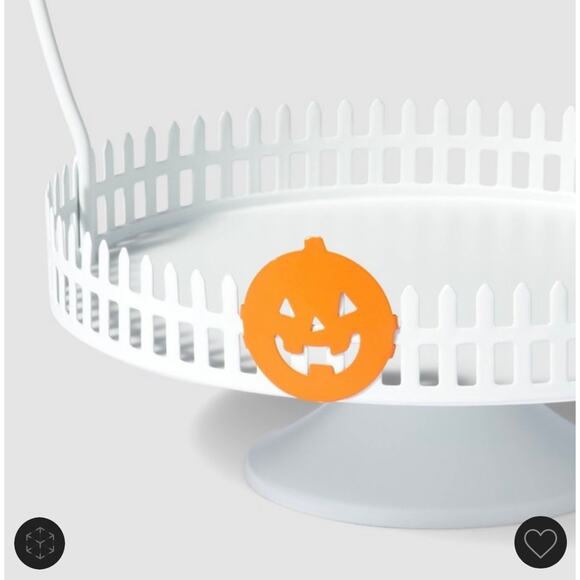NWT Hyde & Eek White Halloween Pumpkin Fence Display Tray Metal Home Decor - Picture 3 of 3